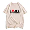 Mens T Shirts Letter I Love My Boyfriend Tryckt T-shirts Män Kvinnor Kort ärm Bomullsskjorta Streetwear Harajuku unisex tees toppar kläder