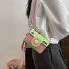 Akşam çantaları kadın sevimli kontrast renkler kamera şekli debriyaj bayanlar rahat mini crossbody çanta küçük omuz çantası messenger