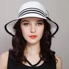 Berets Terrific Women Straw Hat Lightweight Practical Round Bow Decor Sunscreen Fisherman