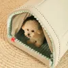 Matten Hoopet gesloten hond huis winterwinddicht nest voor hondenkatten met deur gordijn buiten draagbare kattententhond villa slaapkennel