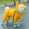 Regnrockar söt björn form hund regnrock valp regn jacka full kropp täckning med hatt reflekterande dubbel skiktad vattentät hund huva kappa