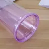 Neue Nette Transparente Stroh Tasse Outdoor minimalistischen Stil Tragbare Geschenk Tasse Cartoon Bild Doppel Schicht Kunststoff Tasse Fabrik Großhandel