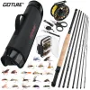 Combo Goture 2,7 m/9FT Fly Hengelset 5/6WT 8 stuks Carbon Fiber Fly Rod Combo Draagbare Reizen Feeder met Reel Visgerei Tas