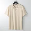 9xlリネンTシャツメンサマーソリッドカラーTシャツファッションカジュアルリネンティートップス男性ヘンリーカラーTシャツプラスサイズ8xl 9xl 240219