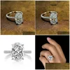 Обручальные кольца Винтаж овальной огранки 4Ct Lab Diamond Prom Ring 100% Настоящее Обручальное кольцо из стерлингового серебра 925 пробы для женщин Ювелирные изделия Drop Deliv Dhqs1