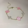 Designer Van cl-ap Echtgold galvanisiertes Zirkon-Fritillaria-Vierblättriges Gras-Armband, süßes und erstklassiges Gefühl, INS, vielseitiges Kunsthandwerk für Frauen HGKU