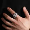 Anel de coruja 18K Hip Hop personalizado anel animal de zircônia incrustada de cobre