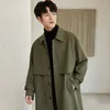 Casacos de Trench Masculinos Primavera Outono Estilo Britânico Lapela Mid-Length Windbreaker Bonito Solto Casual High Street Overcoat Jaquetas Roupas Masculinas