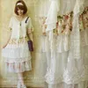 Sukienki imprezowe Summer Cascading Dress Women Mori Girl Sweet Short Rleeve Haft Hafdery Księżniczka Kawaii Lolita A200