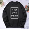 Uw EIGEN Ontwerp Merkfoto Aangepaste herensweatshirts Stuur fotoaanpassing DIY Hoodie Herfst Winter Sportkleding Dames 240220