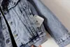Kvinnorjackor Spring Woman Basic Coats Denim Pearls Beading Fashion Jeans Coat Long Sleeve Jackets W1021 240301