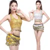 Stage Wear Belly Dance Set Tassel Waist Chain Coin Strapless Hip Skirt Bar Performance Costumes For Women