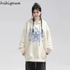 Japonês Hoodie Mulheres Estrela Bordado Streetwear Casual Oversized Tops Roupas para Adolescentes Harajuku Com Capuz Moda Y2K Moletons 240219