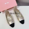 Miui Sandal Slingbacks Women Brand Ballet Flats Designer Shoes Espadrille Ballerinas Low Kitten Heels Party Wedding Dress Pumps Mules Silver Gold MMS