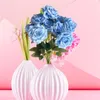 Flores decorativas buquê de boa qualidade com 9 bordas rosas de gelo e neve decoração de casamento artificial el paisagismo pano de seda