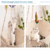 Matten Macrame Kattenbed Hangmat Hondenbed Boho Geweven Macrame Hangende Kat Swing Hanger Drijvende kattenhangmat Krabpaal Condo aan muurplafond