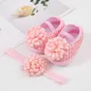 Erste Wanderer Baby Mädchen Prinzessin Schuhe und Stirnband Band Blume Mary Jane Flats Kleid Gehen für geborene Kleinkinder