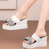 Slippers Summer Party Fashion Sneakers Women Highine Leather Leather Peep Toe Stunky Platform Platfor