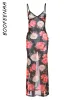 Klänning Boofeenaa Sheer Mesh Print Floral Dress Beach Party Semesterkläder för kvinnor Sexig sommar backless långa klänningar C83BE16