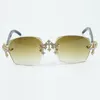 Neue kreuzförmige, vollständig mit Diamanten eingelegte Factory-Brille 3524018, Sonnenbrille mit naturschwarzen, gemischten Ochsenhornbeinen und 58-mm-geschliffenen Gläsern