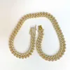 Cadena de eslabones de collar de 2 filas de diamantes de moissanita de fuego libre cubano de Hip Hop de plata de ley 925 de 10-18 mm