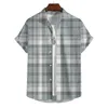 Men's Casual Shirts Checkered Striped Print For Men Summer Shirt Beach Vacation Style Hawaiian Short Sleeve Oversized Tops