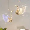 Pendant Lamps Modern Swan LED Bedroom Acryl Hanging Fixtures Bedside Indoor Lighting Lustre Home Decor Suspension Luminaires