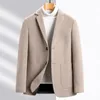 Men's Suits 2024 Spring Men Blazer Gray Beige Elegant Sheep Wool Suit Jacket Male Basic Simple Style Garment Smart Casual Attire OOTD Look