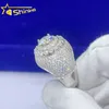 Prix de gros Hip hop hommes plaqué or 925 argent sterling passe diamant testeur moissanite glacé bague de luxe