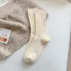 Women Socks White Winter Thicker Cashmere Wool Casual Japanese Fashion Solid Color Long Sock Girls Thermal Warm Crew