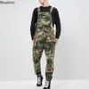 Mens Camo Cargo Calças Macacão de Trabalho Bib e Cinta Camuflagem Combate Jeans Macacão Motocicleta Streetwear Homens 240228