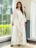 Roupas étnicas Mulheres Dubai Travel Loose Dress Long White Robe Kaftan Vestidos