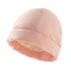 Berets Ladies Lightweight Solid Color Down Filled Hat Plush Lined Bucket Warm Cap X4YC