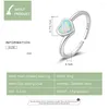 Cluster Rings BAMOER Cute 925 Sterling Silver Heart-shaped Opal Ring Open Love Adjustable For Women Couple Mix Party Jewelry