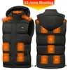 Vestes de chasse unisexes, chauffées électriques, 15 Zones de chauffage, gilet à col montant, fermeture éclair, chargement USB, vêtements de sport de plein air pour Camping