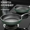 Redskap wok nonstick pan kök pan gas spis universal nonstick panna med lock ingen oljig rök stekpanna gjutjärn kök redskap