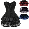 Dresses Women's Sexy Jacquard Lace Up Overbust Corset Bustiers Dress Gothic Body Shaper Mini Skirt Tutu Plus Size Xs7xl