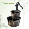 Garden Decorations Water Fountain Outdoor Waterfall Barrel 2-Tier And Pump W/Realistic Faux Wood Barrels & Head