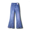 Jeans da donna 2024 Primavera Autunno Divisi per donna Pantaloni estivi a vita alta a zampa d'elefante Pantaloni in denim svasati