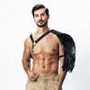 BRAS SET SEXY MEN BODY SEBLED LÄDER GAY CHEST FEATHER SKULDFÖRSLAG