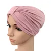 Ethnic Clothing Hijab Caps Women Turban Cap Muslim Headscarf Bonnet Elastic Solid Color Female Knot Chemo India