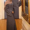 Roupas étnicas Mulheres Eid Muçulmano Abaya O Pescoço Comprimento Completo Cor Sólida Longo Robe Dubai Abayas Solto Kaftan Modest Ramadan Marrocos Jalabiya