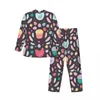 Heren Nachtkleding Cartoon Kip Herfst Paasei Print Retro Oversize Pyjama Sets Mannen Lange Mouwen Comfortabele Nacht Custom Home Pak