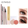 Ensembles O.TWO.O 4 pièces ensemble de maquillage pour les yeux imperméable à l'eau longue durée fard à paupières bâton crayon à sourcils noir Mascara Eyeliner timbre Kit cosmétique