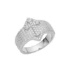 Men S925 silver ring micro Diamond zircon cross ring prism high-grade zircon