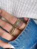 클러스터 링 5pcs 펑크 빈티지 금속 기하학적 형상 여성을위한 금색 색상의 손가락 보석 선물