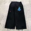 Jeans da uomo Streetwear Y2k Hip Hop Cartoon stampa grafica pantaloni larghi neri vintage uomo donna pantaloni a gamba larga a vita alta