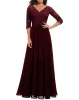 UBieraj się Koronki Koronki Slim Slim Coleking Noble Long Dress V Szyjka Elegancka imprezowa Bride Suknie ślubne dla kobiet