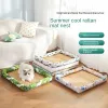 Mats Cat d'été Cat tapis léger en houle respirant pour animaux de compagnie de rotin de tapis glace nidi