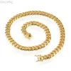 Pendanthalsband 316L Rostfria smycken 18K Guldpläterad polerad Miami Cuban Link Halsband Punk 15mm Curb Chain Double Safety Clasp 18inch-30inch 240302